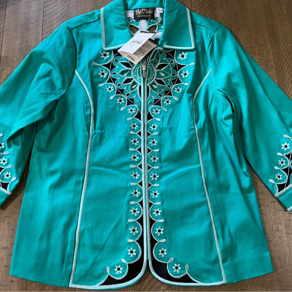 Bob Mackie Turquoise Embroidered Jacket